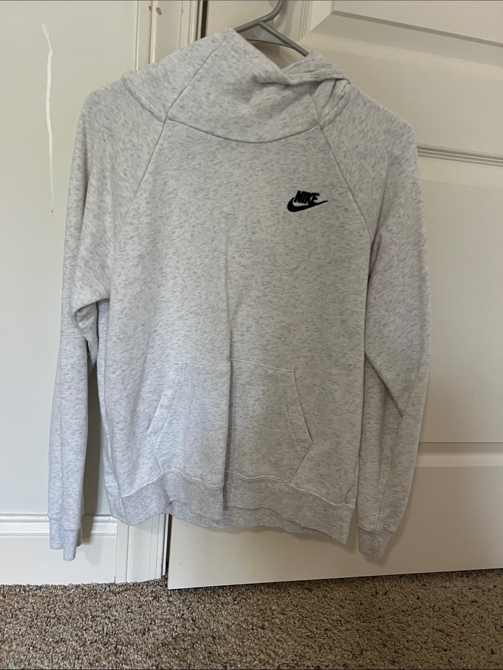 Nike Light Heather Gray Hoodie with Black Logo small